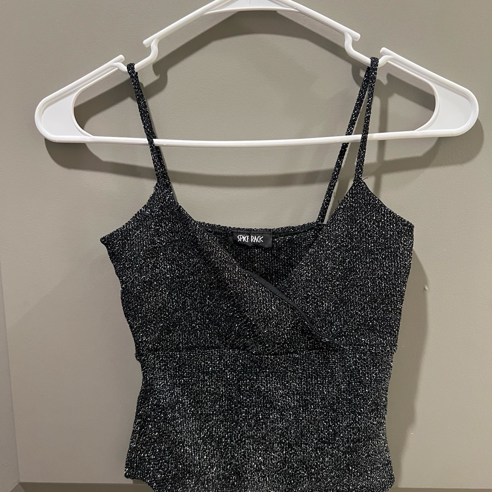 Black Glittery Women's Top